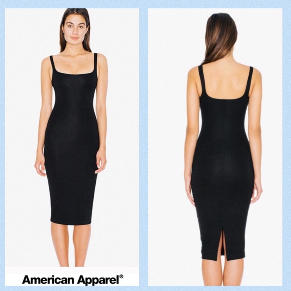 American Apparel Ponte black tank midi dress